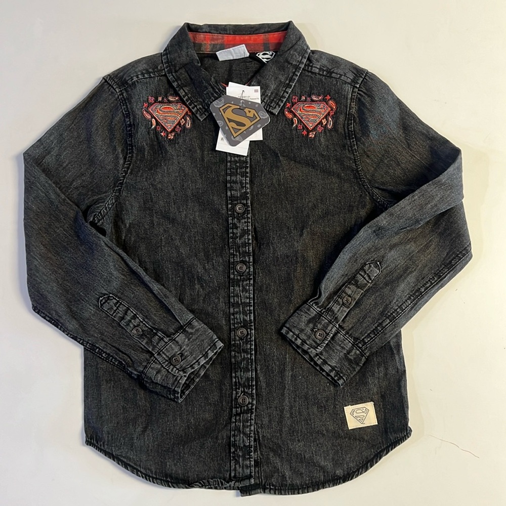 *NWT COTTON ON Big Girls Superman Black Wash, Superman 7
